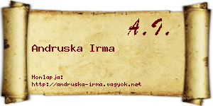 Andruska Irma névjegykártya